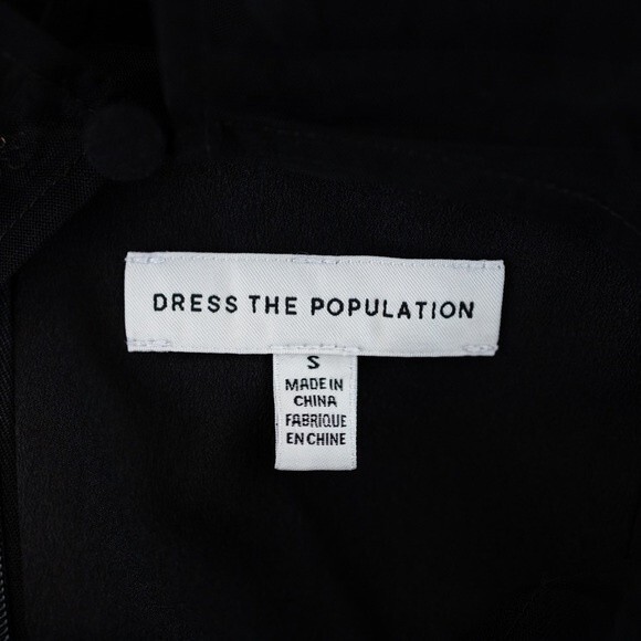 Dress the Population Valerie Sheer Panel Illusion Midi Little Black Dress Size S - Picture 9 of 10